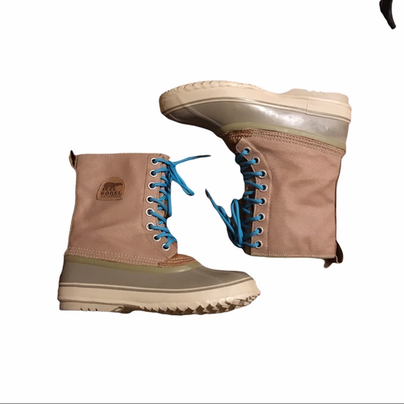 Sorel 1964 Premium Canvas Mid-Calf Waterproof Boots with Turquoise Laces - Picture 8 of 16